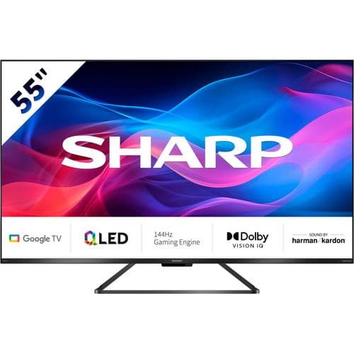 SHARP QLED-Fernseher "4T-C55GRx", Energieeffizienz: F (A-G), schwarz, 55 ″, Fernseher